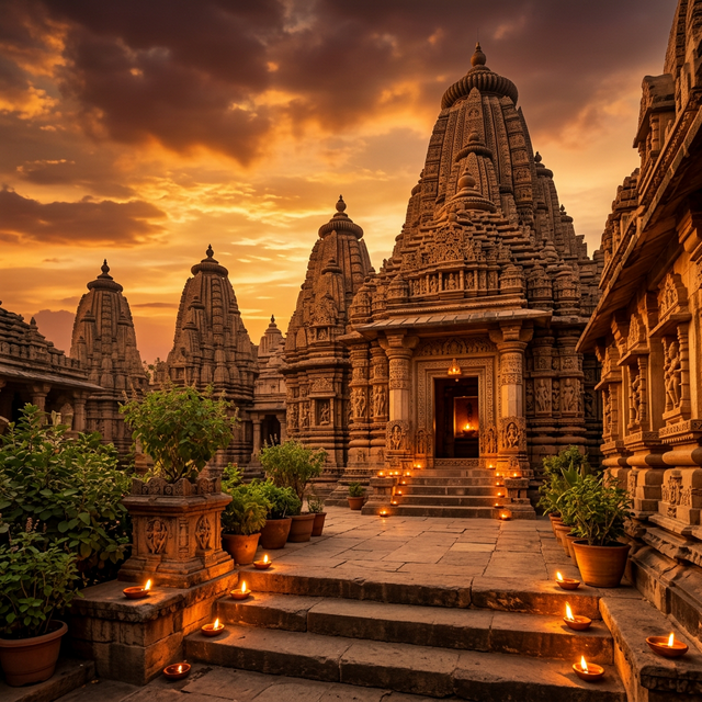 Sacred temple at golden hour